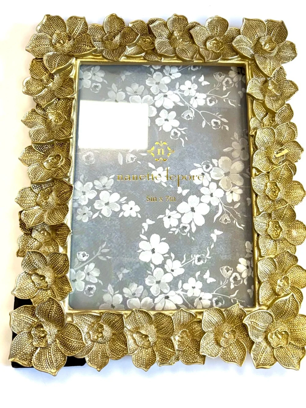 Nanette Lepore Vintage Style Picture Frame Gold Resin Orchid Design F571009